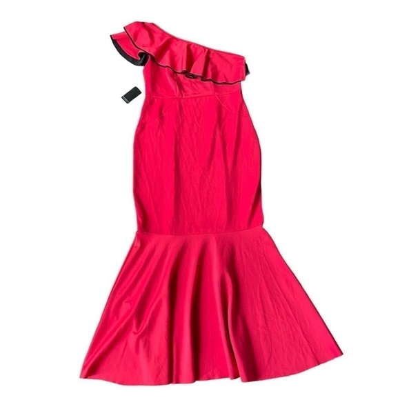 🥒 Eloquii NWT One Shoulder Ruffle Mermaid Sexy Red Maxi Formal Gown Dress 14 - Picture 3 of 10